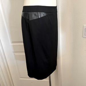 Worth / Black Pencil Skirt with Leather Accent